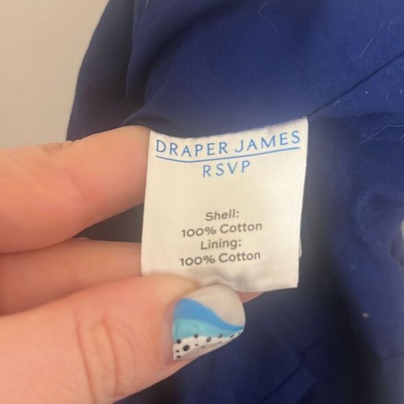 ✨Draper James Eyelet Textured Notch Lapel Blazer Sz XL Navy Jacket✨ - Picture 10 of 11